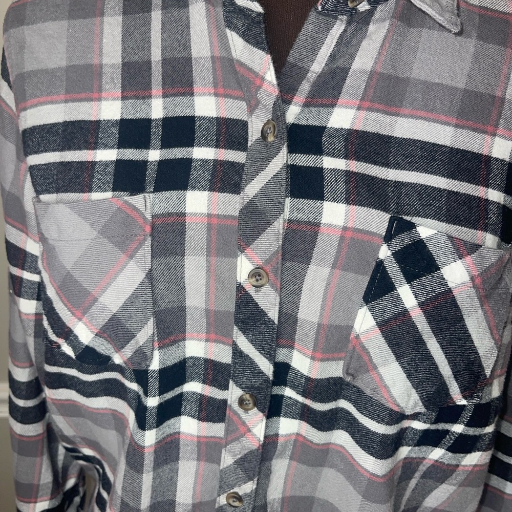 Natural Reflections Flannel Shirt Long Sleeve Button Front Women's‎ Medium Plaid - Picture 2 of 5